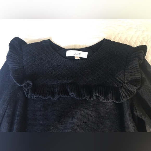 Loft Black Ruffle-Yoke Sweater - Picture 4 of 6